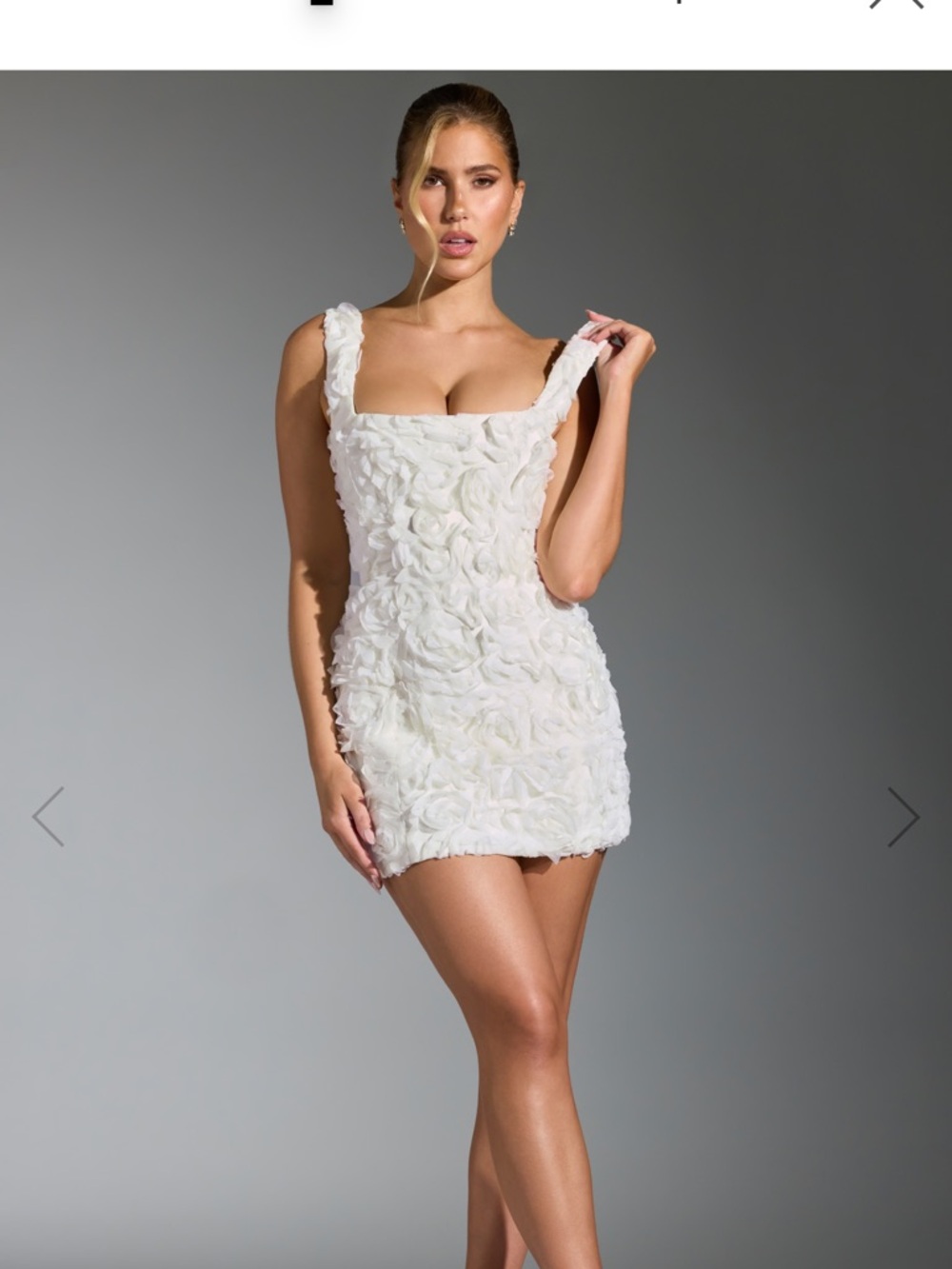 Oh Polly White Rose-Appliqué Mini Dress